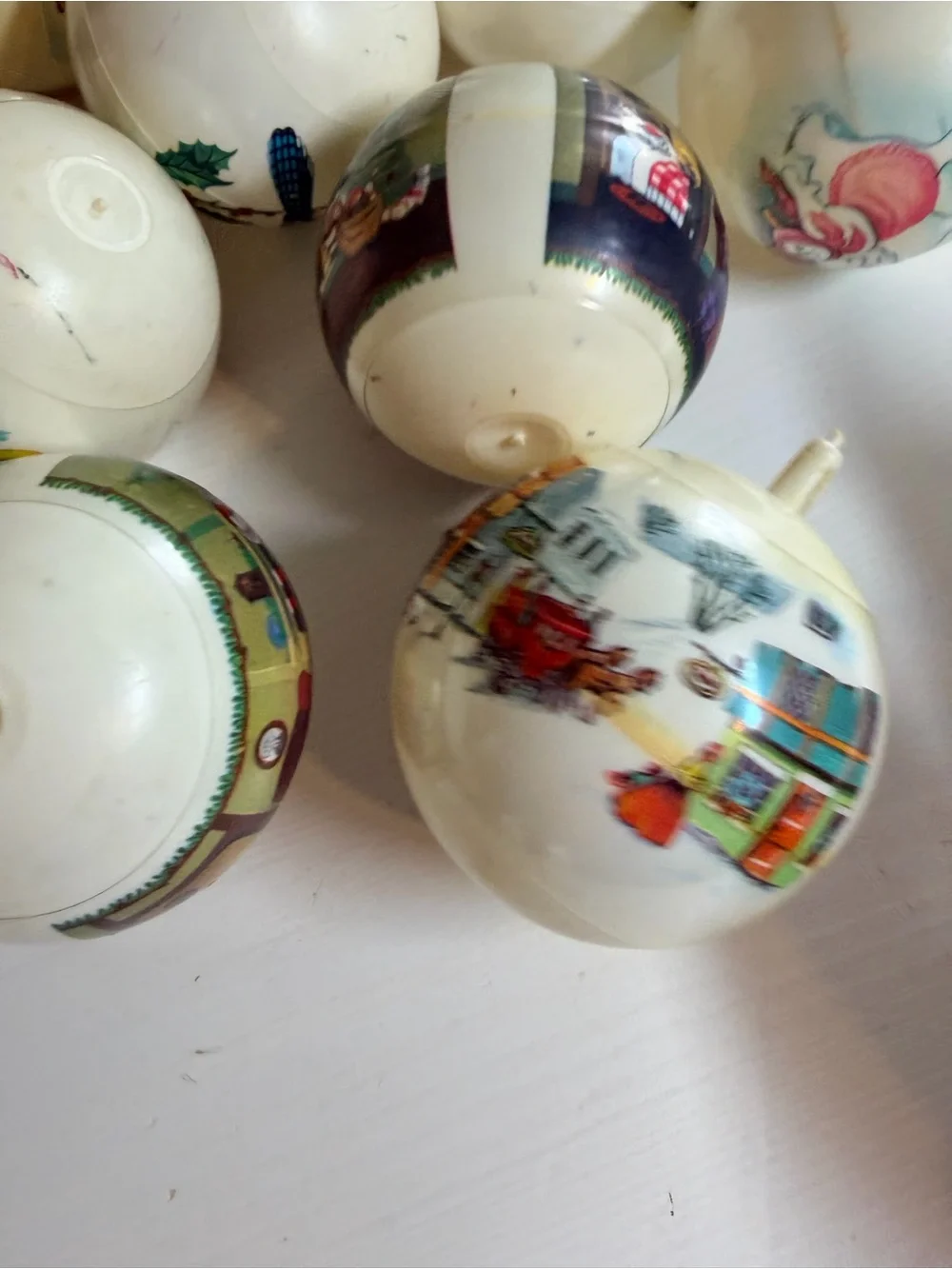 Lot Of 35 Wrapped Plastic Vintage Christmas Ornaments Victorian Scene Bells Mice